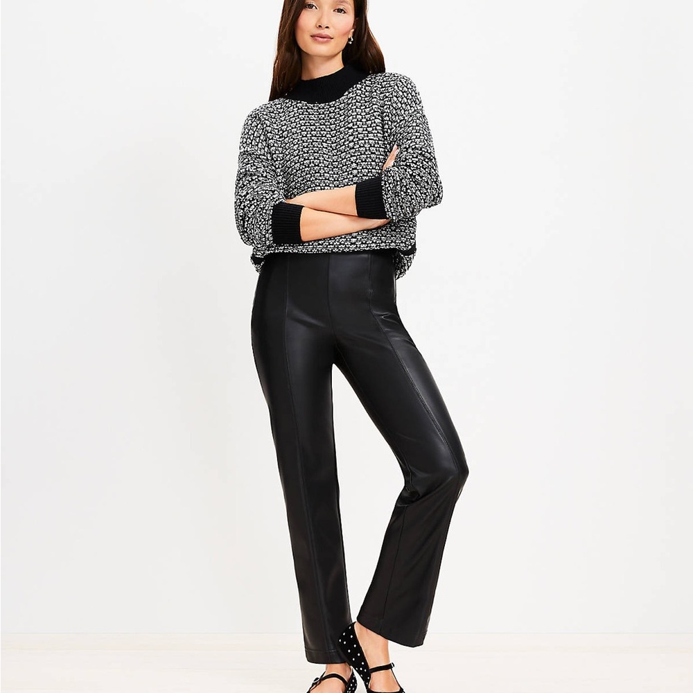 LOFT Black Faux Leather Pants NWT